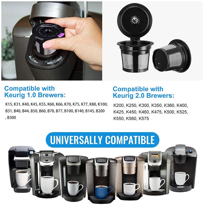 InwodiTeki Reusable K Cups  4 Pack Universal Fit Reusable Coffee Filters with Food Grade Stainless Steel Mesh Eco-Friendly Coffee Pods  for 1.0 and 2.0 Brewers - Image 2